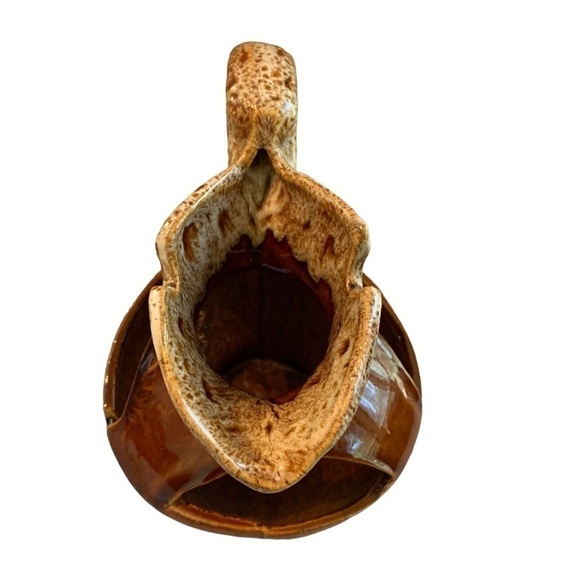 Studio Pottery Brown Glazed Strawberry Pitcher Planter 7” - Picture 2 of 8